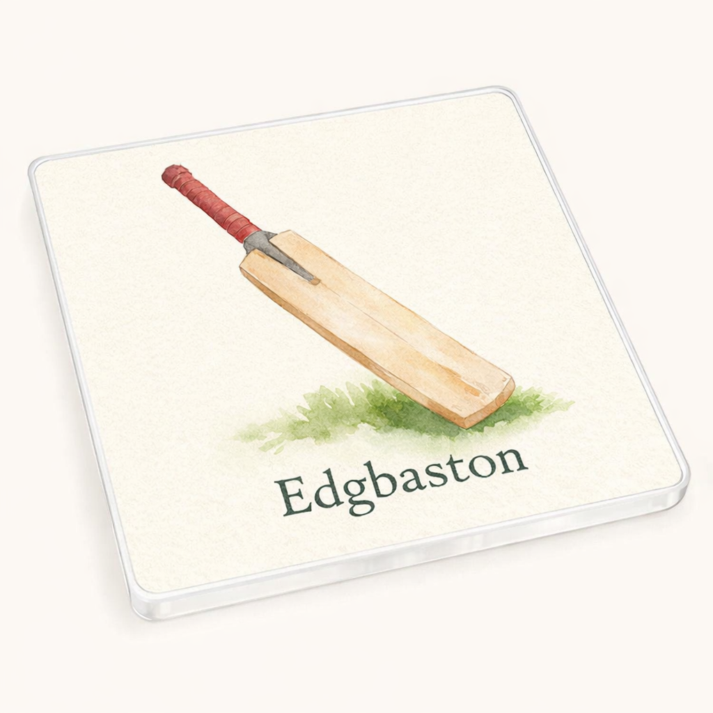 Edgbaston - Coaster - Soft Watercolours - Cricket Bat