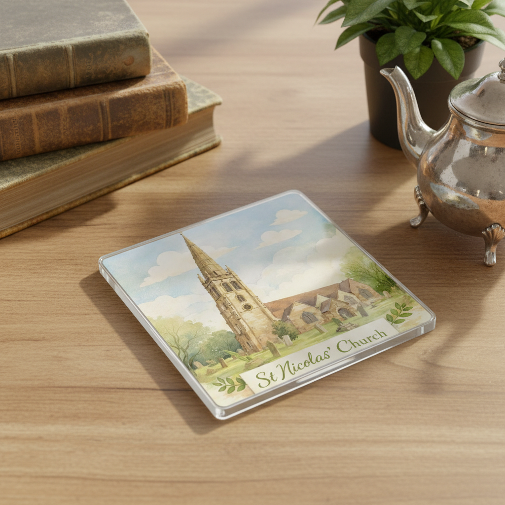 Kings Norton - Coaster - Soft Watercolours - St Nicolas Church