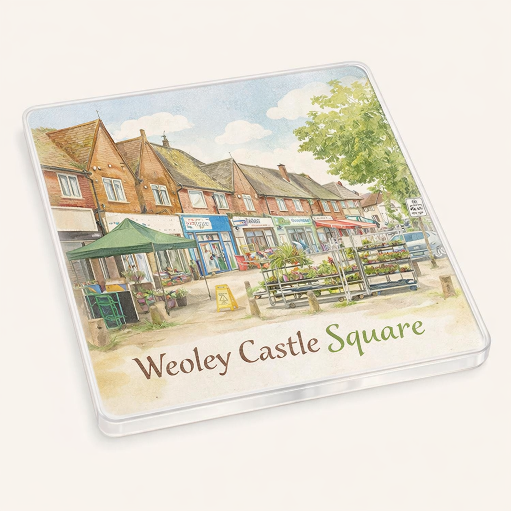 Weoley Castle - Coaster - Soft Watercolours - Weoley Castle Square