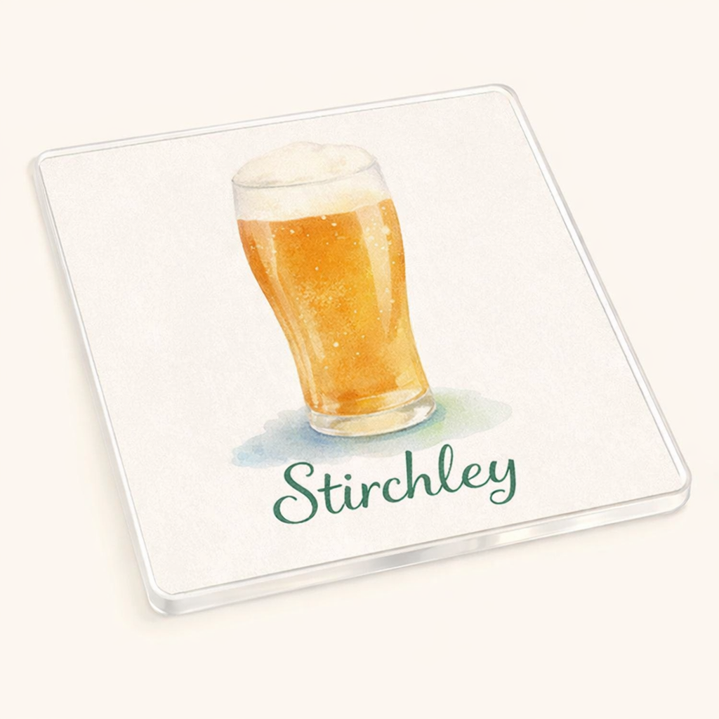 Stirchley - Coaster - Soft Watercolours - Beer Glass