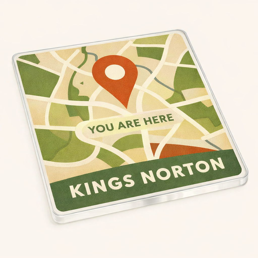 Kings Norton - Coaster - Mid-Century Retro - Location Pin