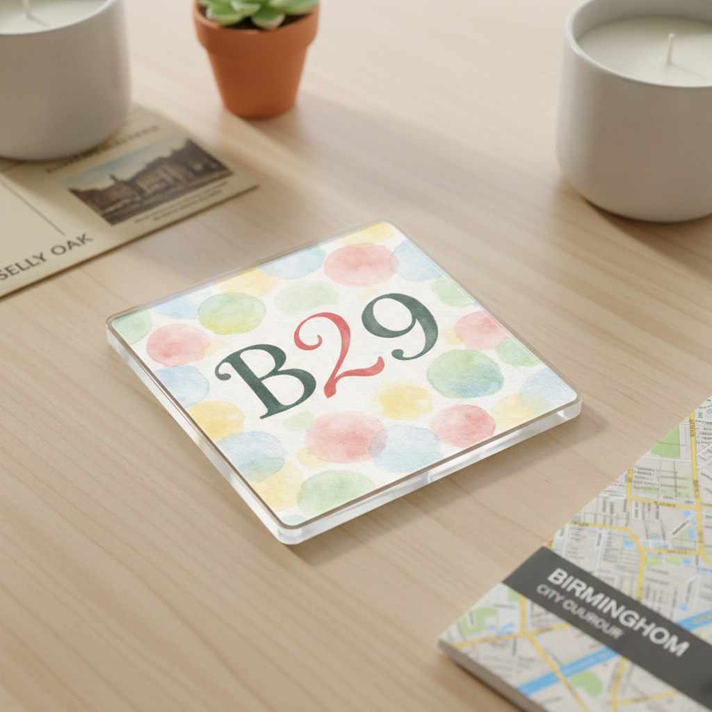 Selly Oak - Coaster - Soft Watercolours - Postcode