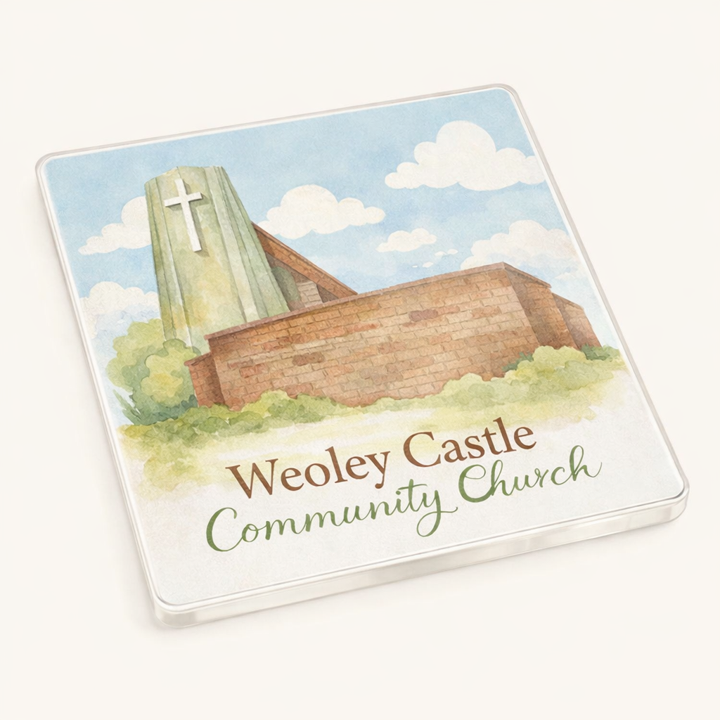 Weoley Castle - Coaster - Soft Watercolours - Weoley Castle Community Church