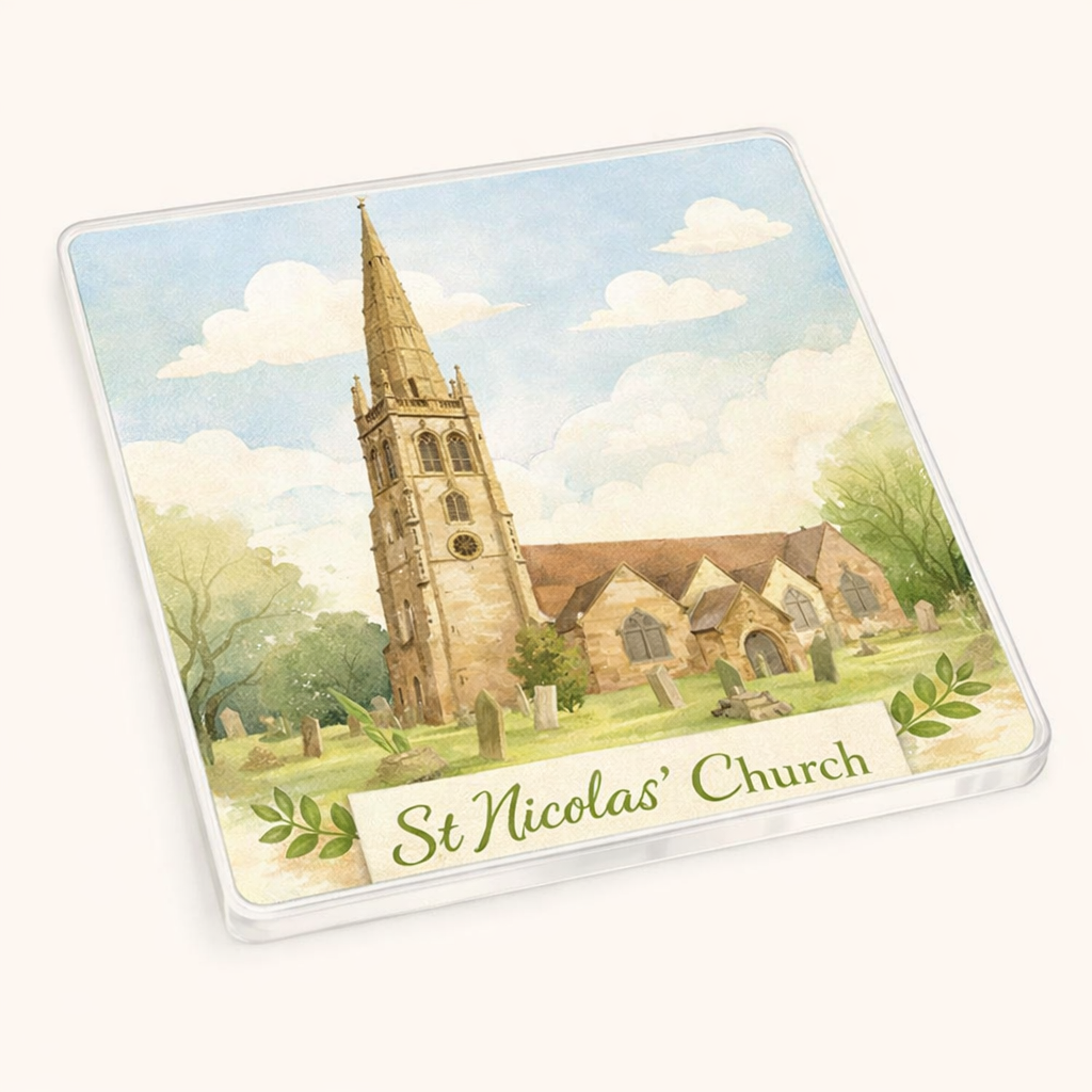 Kings Norton - Coaster - Soft Watercolours - St Nicolas Church