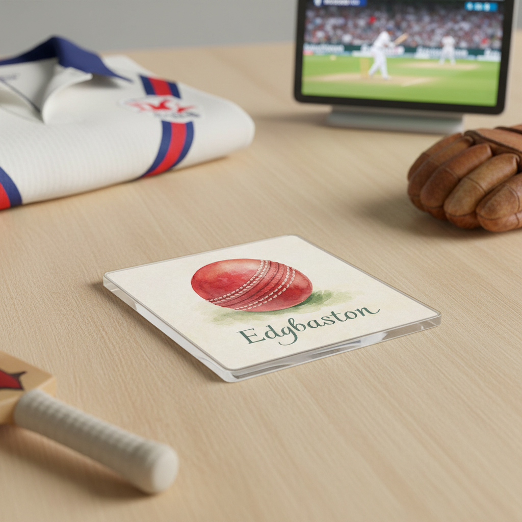Edgbaston - Coaster - Soft Watercolours - Cricket Ball