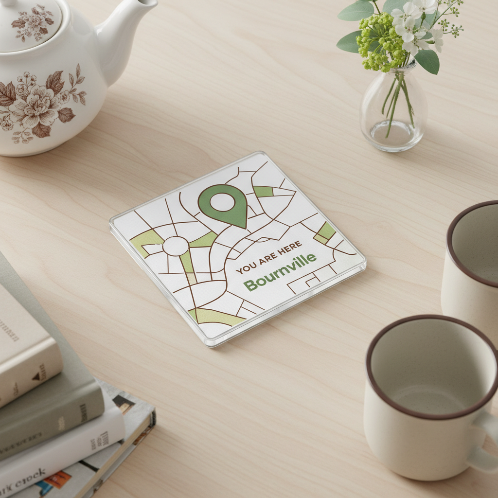 Bournville - Coaster - Geometric Lines - Location Pin
