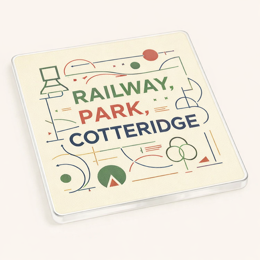 Cotteridge - Coaster - Geometric Lines - Word Stack