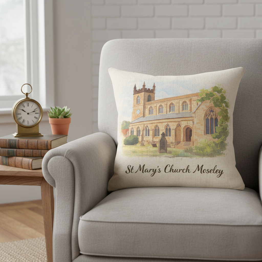 Moseley - Cushion - Stylised Painting Design - St Mary's Church