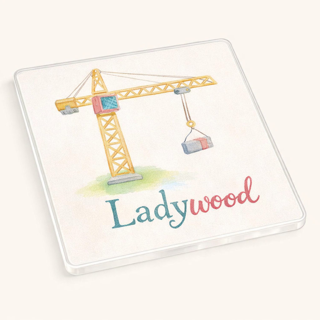 Ladywood - Coaster - Soft Watercolours - Construction Crane
