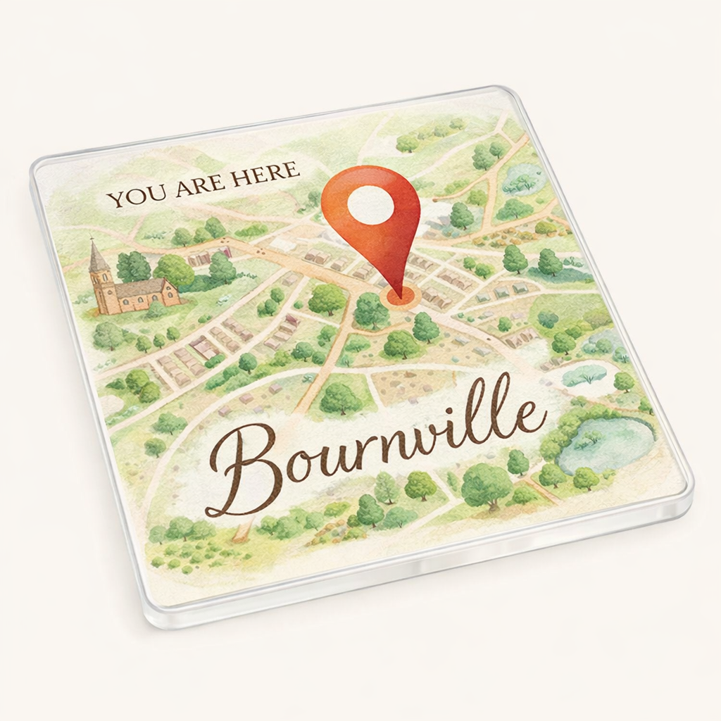 Bournville - Coaster - Soft Watercolours - Location Pin