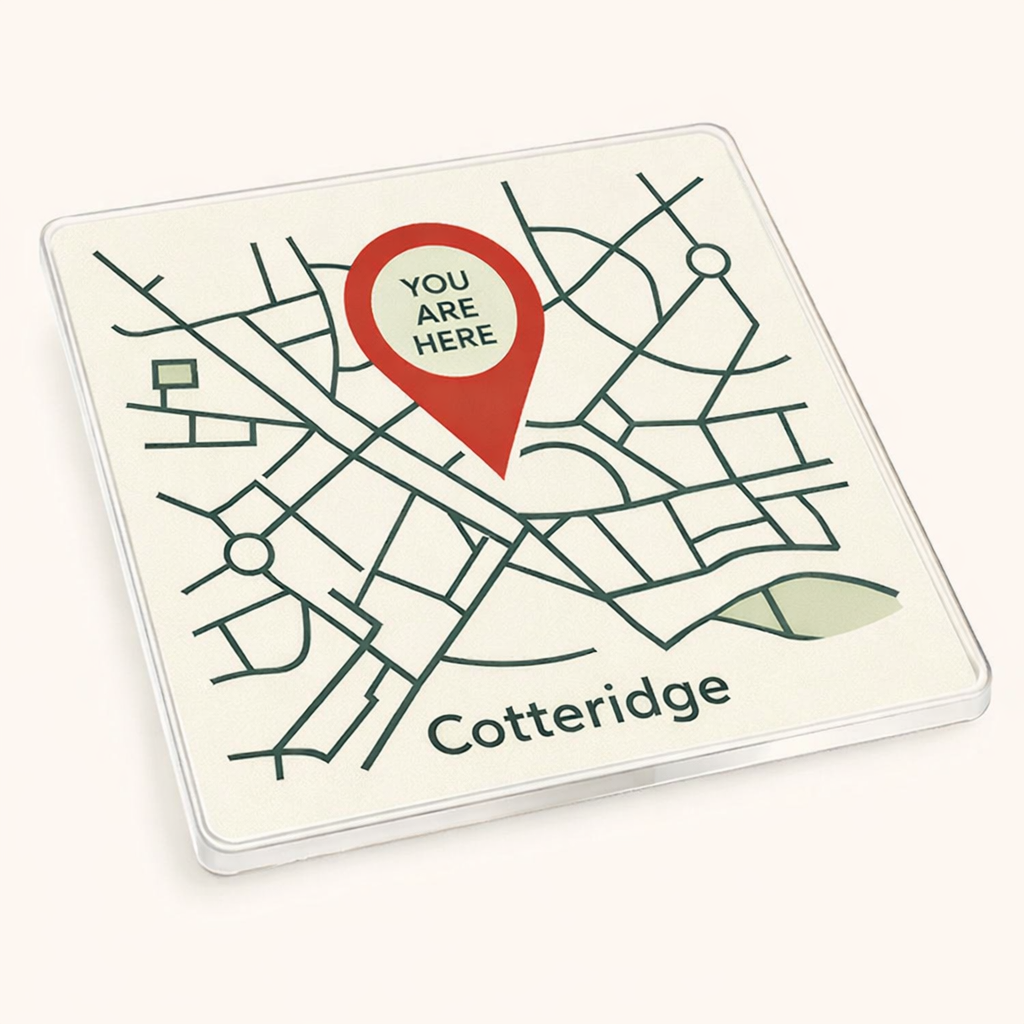 Cotteridge - Coaster - Geometric Lines - Location Pin