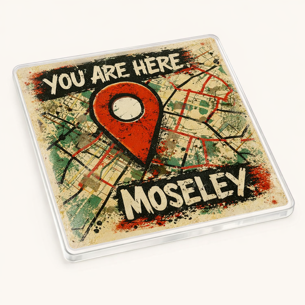 Moseley - Coaster - Urban Street Art - Location Pin