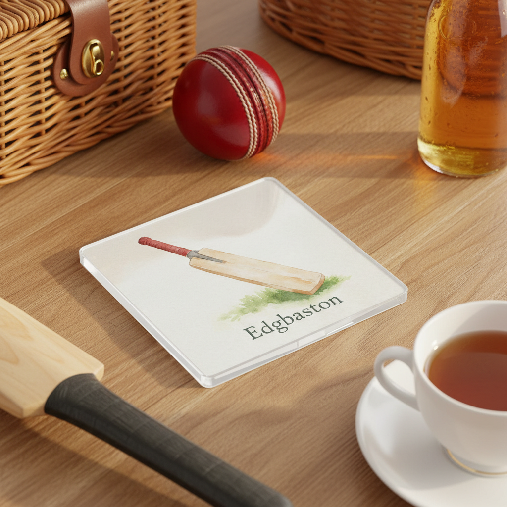 Edgbaston - Coaster - Soft Watercolours - Cricket Bat