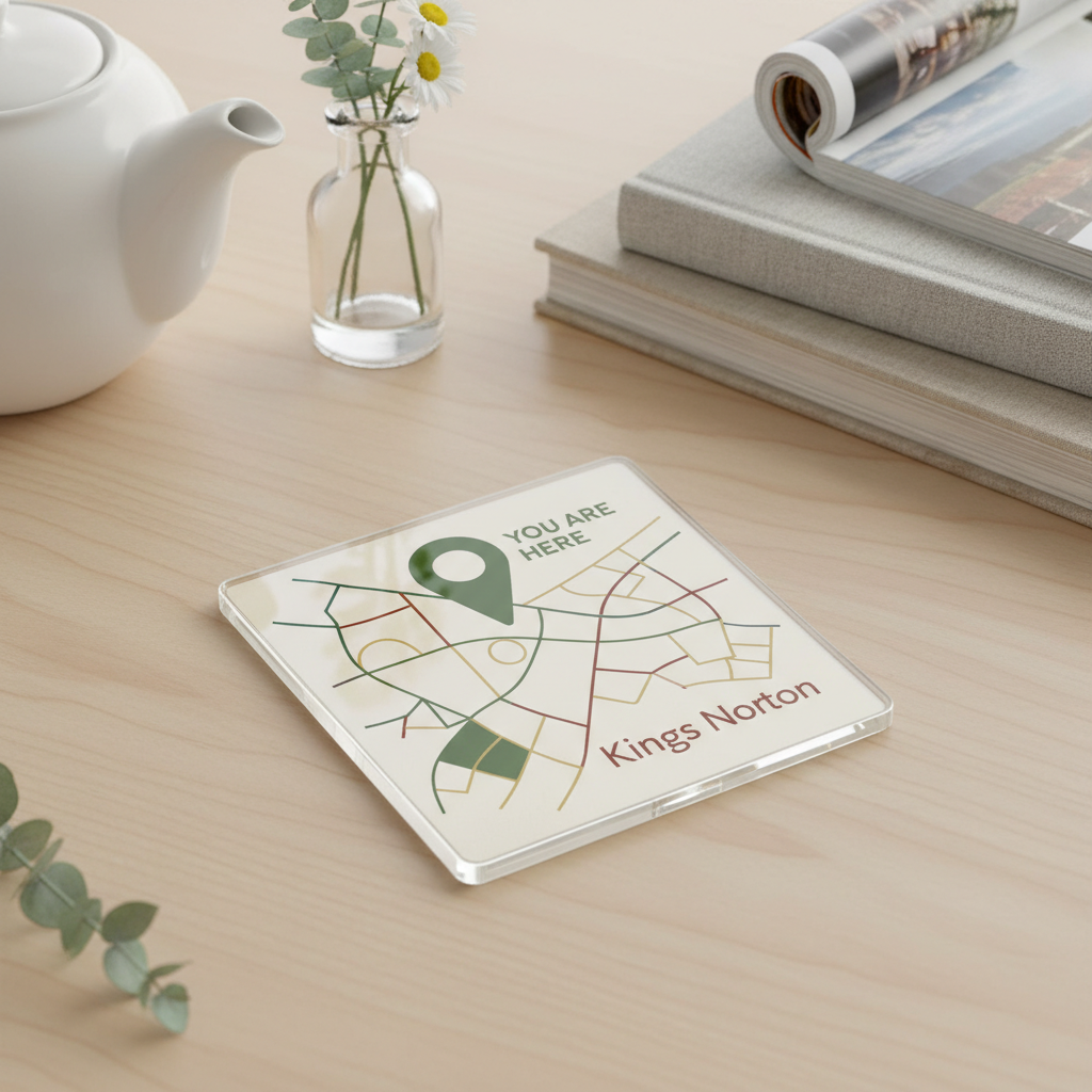 Kings Norton - Coaster - Geometric Lines - Location Pin