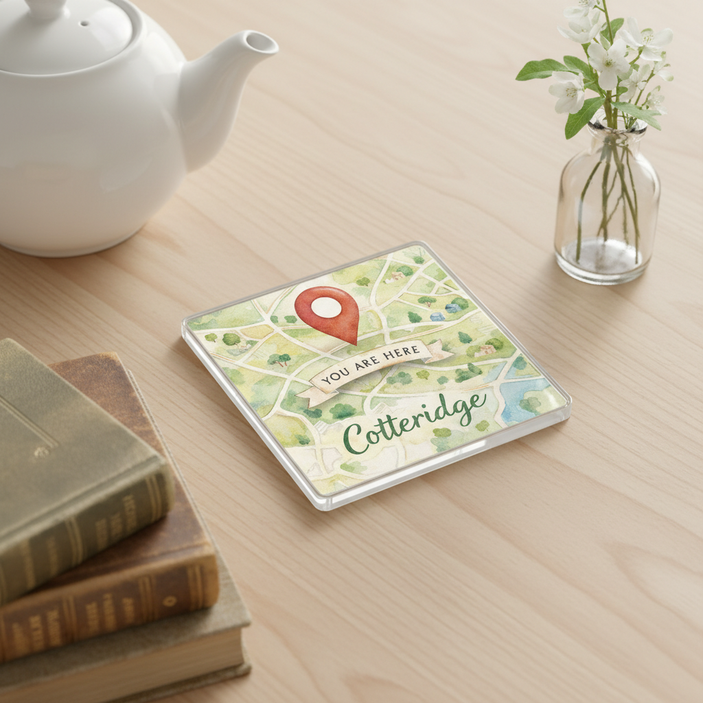 Cotteridge - Coaster - Soft Watercolours - Location Pin