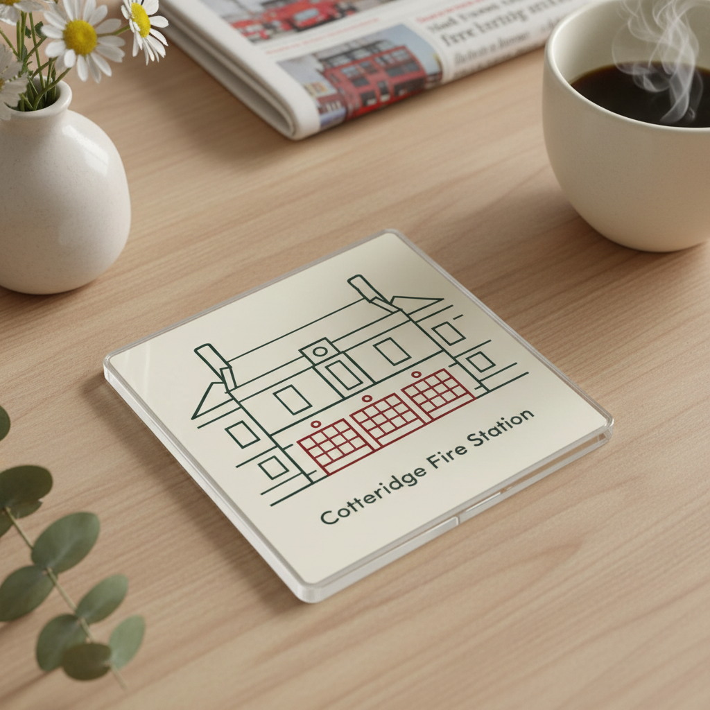 Cotteridge - Coaster - Geometric Lines - Cotteridge Fire Station