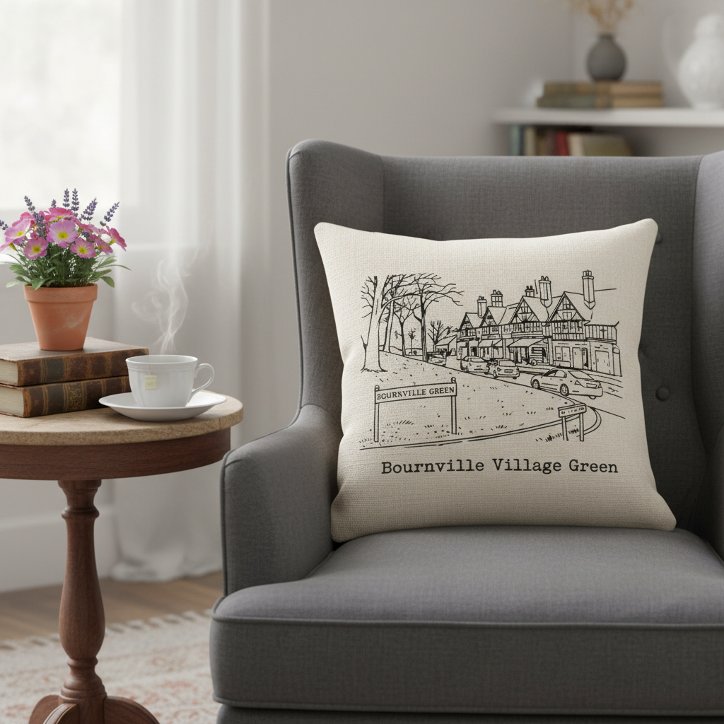 Bournville - Cushion - Minimal Lines Design - Bournville Village Green