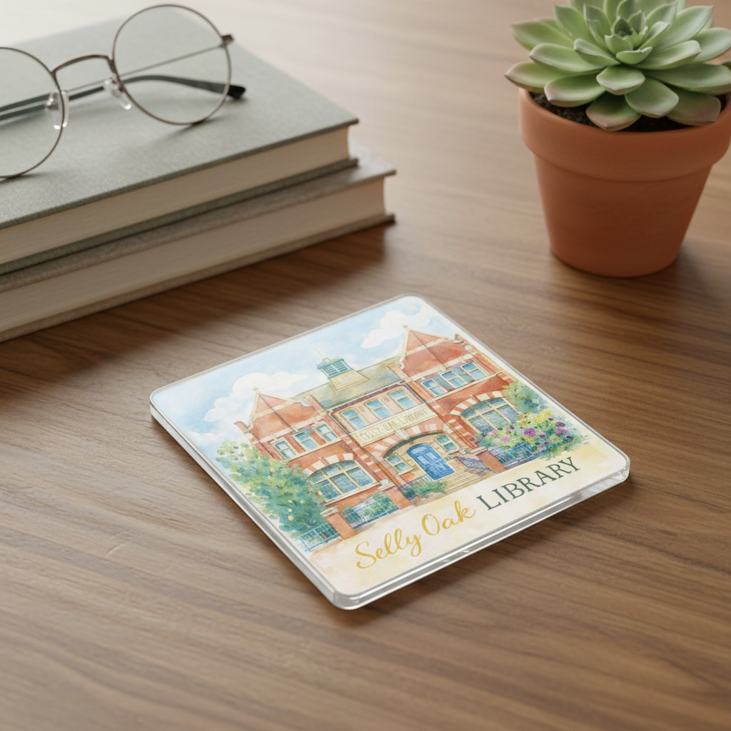 Selly Oak - Coaster - Soft Watercolours - Selly Oak Library
