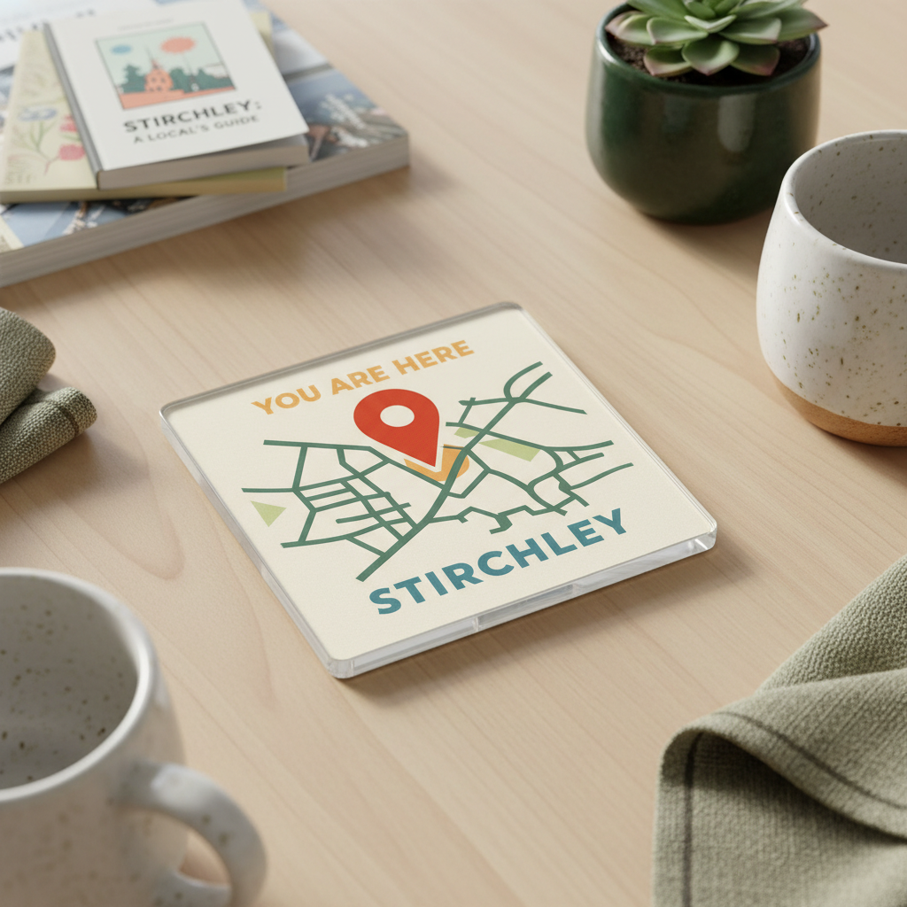 Stirchley - Coaster - Mid-Century Retro - Location Pin