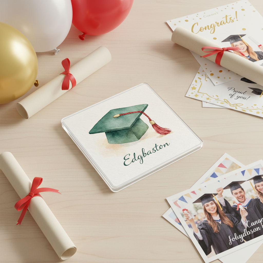 Edgbaston - Coaster - Soft Watercolours - Graduation Cap