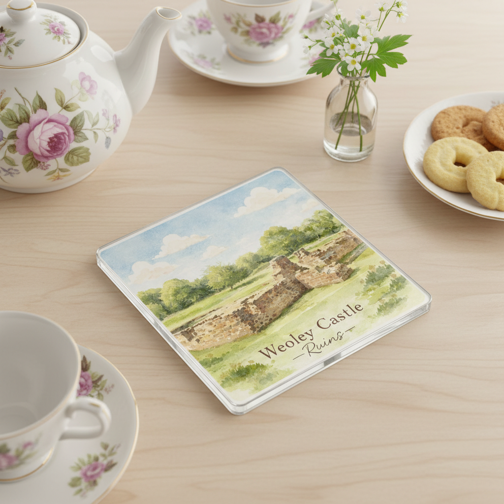 Weoley Castle - Coaster - Soft Watercolours - Weoley Castle Ruins