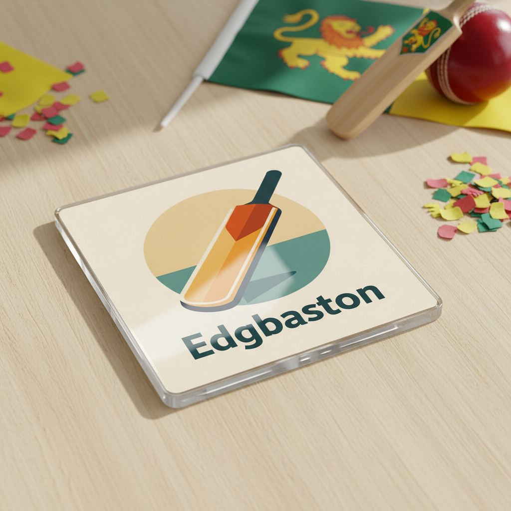 Edgbaston - Coaster - Mid-Century Retro - Cricket Bat