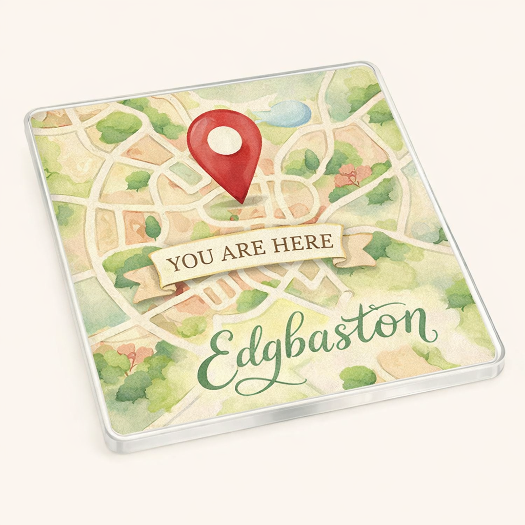 Edgbaston - Coaster - Soft Watercolours - Location Pin