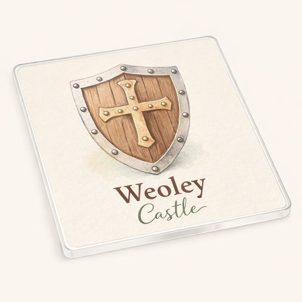 Weoley Castle - Coaster - Soft Watercolours - Shield