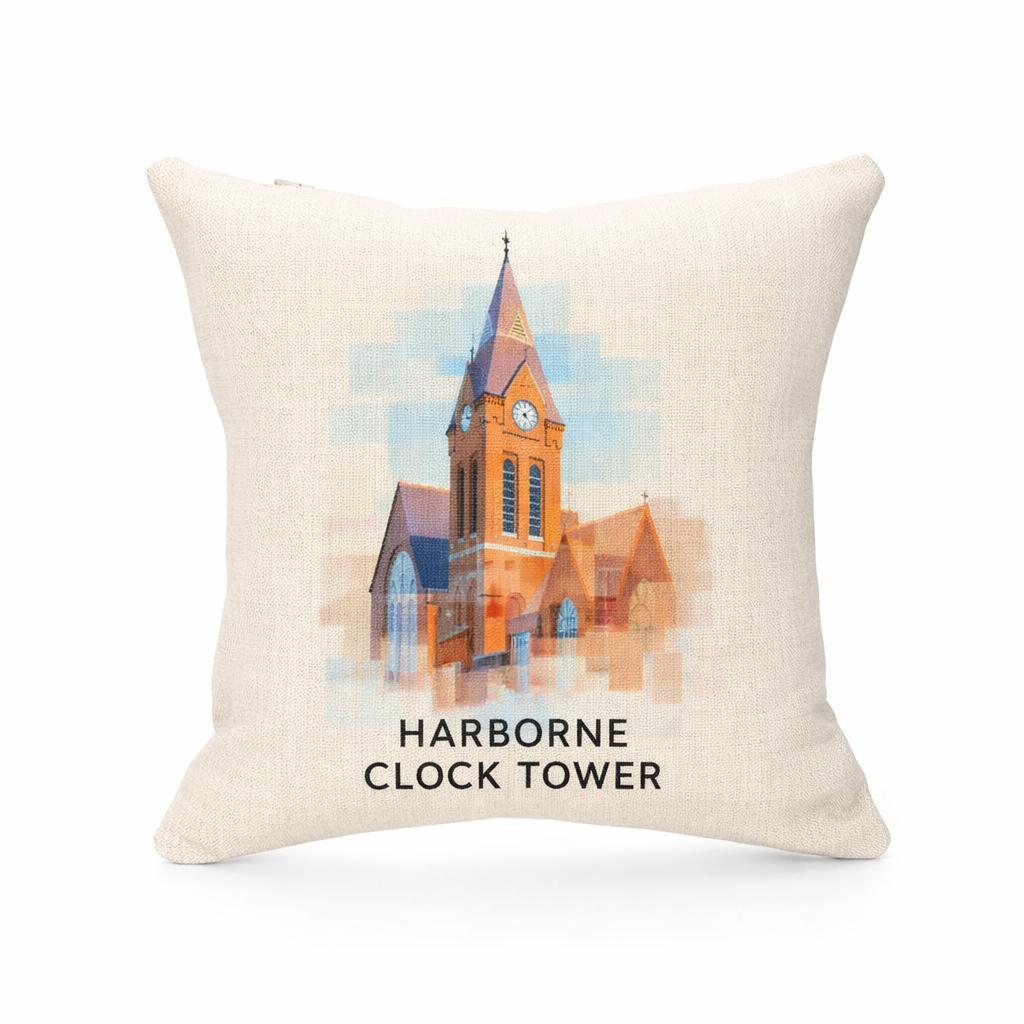 Harborne - Cushion - Vibrant Geometry Design - Harborne Clock Tower