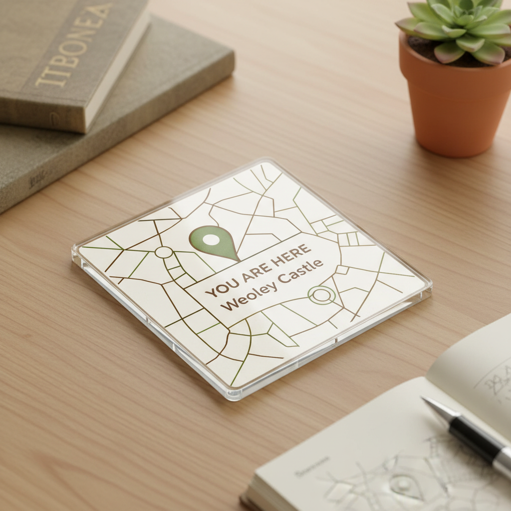 Weoley Castle - Coaster - Geometric Lines - Location Pin