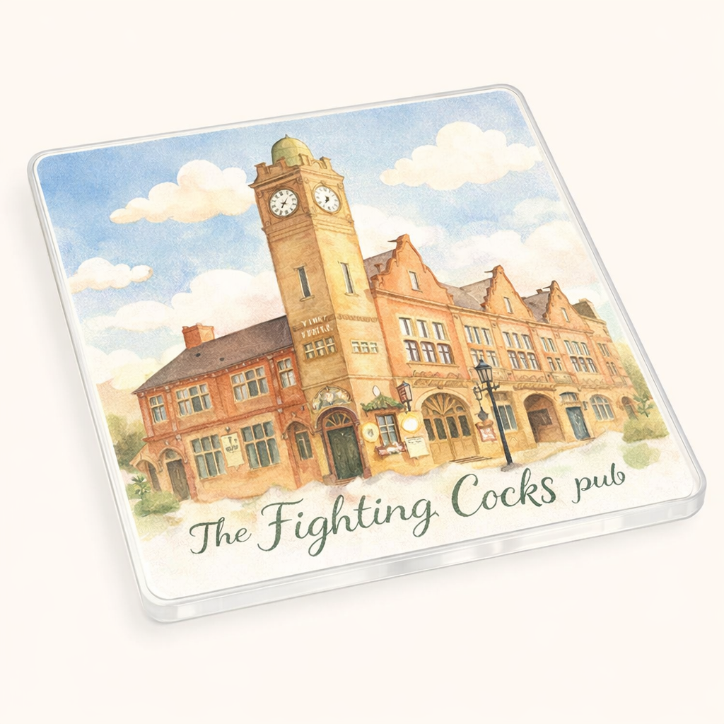 Moseley - Coaster - Soft Watercolours - The Fighting Cocks Pub