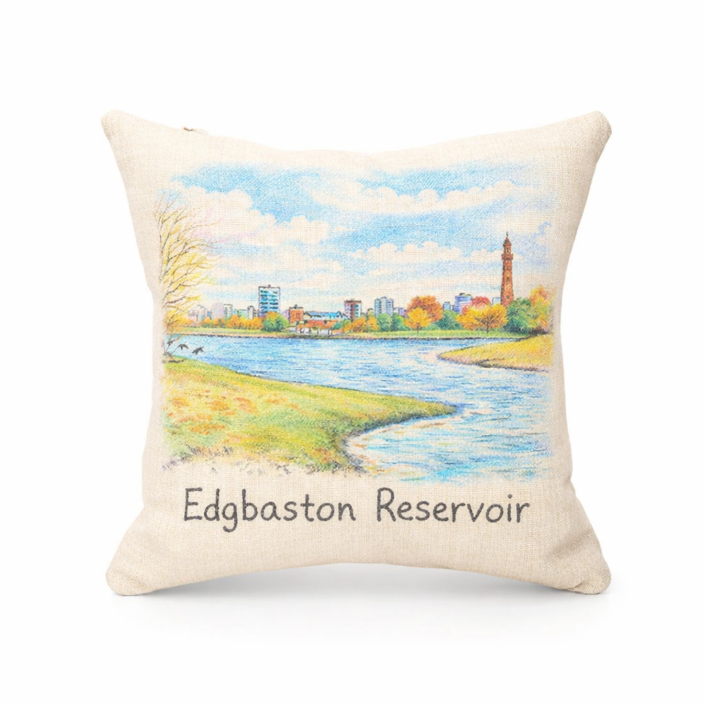 Edgbaston - Cushion - Artistic Illustration Design - Edgbaston Reservoir