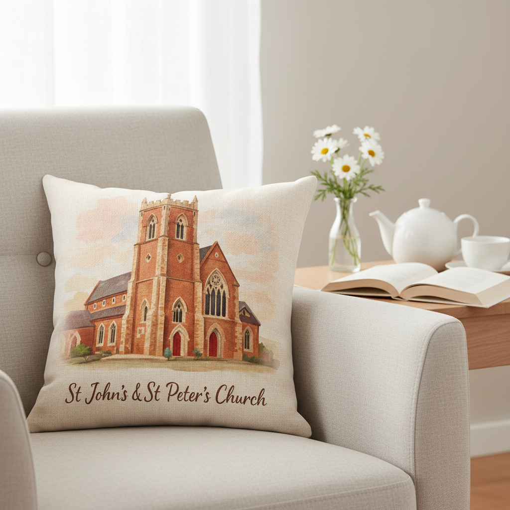 Ladywood - Cushion - Stylised Painting Design - St John's & St Peter's Church