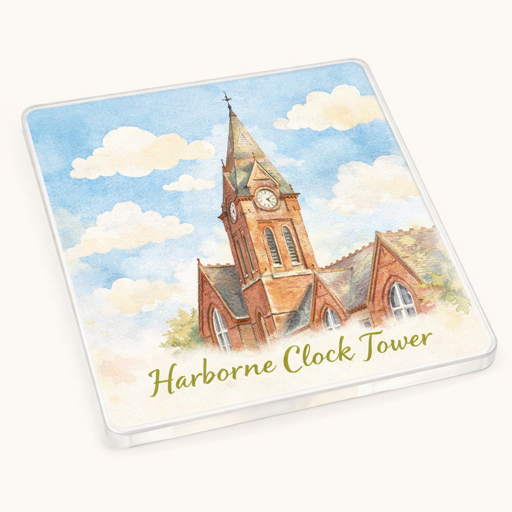 Harborne - Coaster - Soft Watercolours - Harborne Clock Tower
