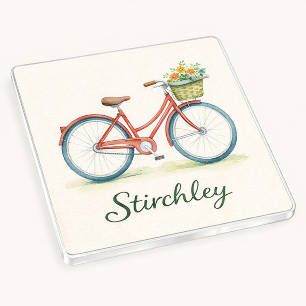 Stirchley - Coaster - Soft Watercolours - Bicycle