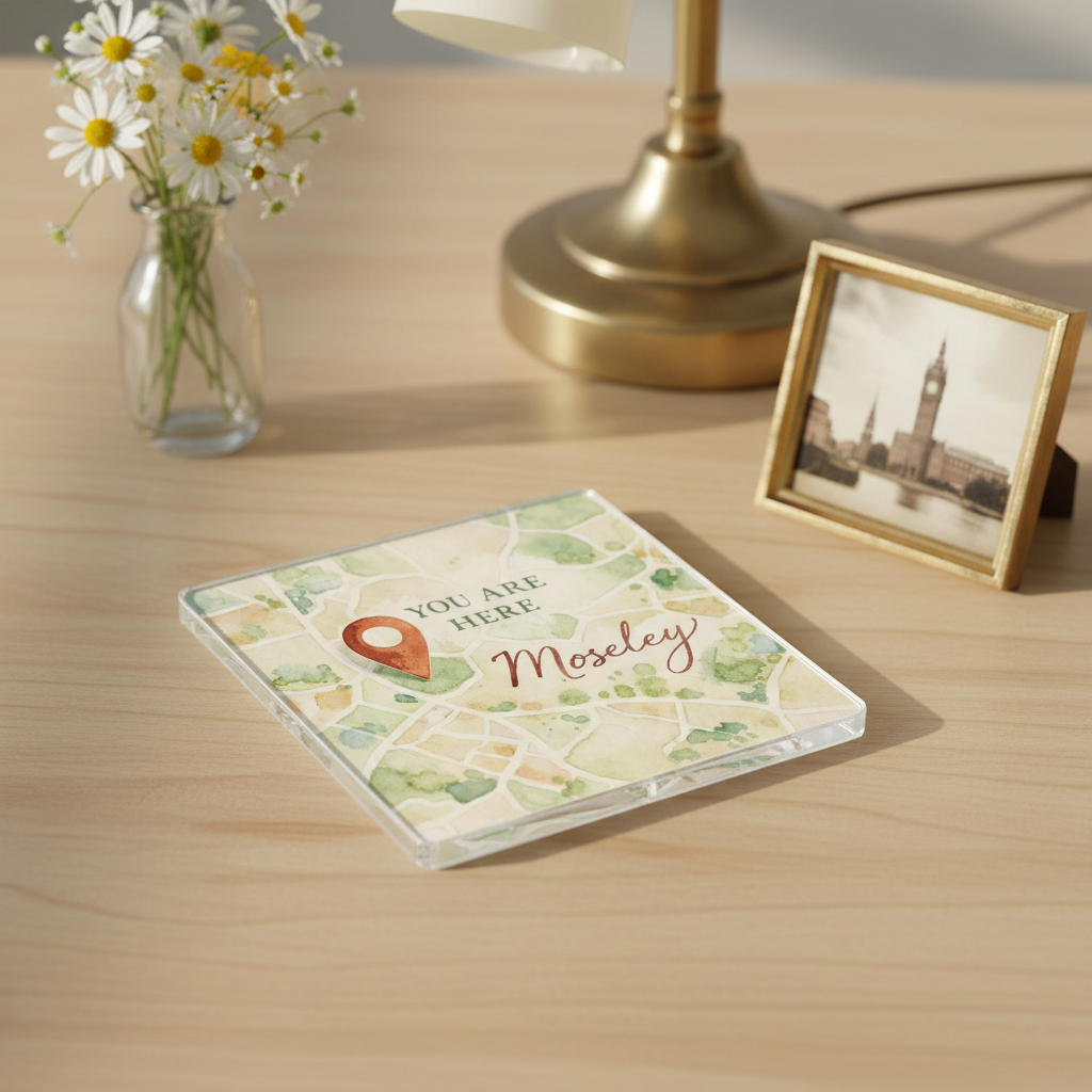 Moseley - Coaster - Soft Watercolours - Location Pin