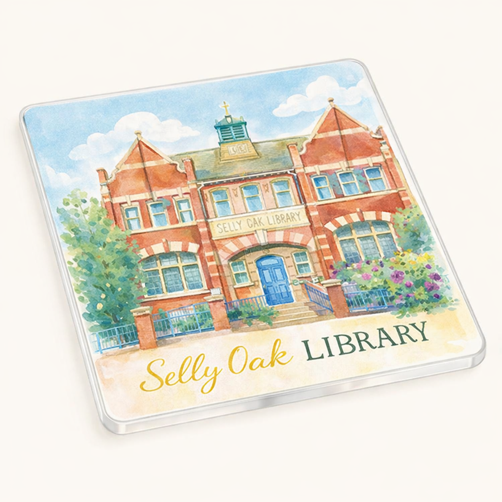 Selly Oak - Coaster - Soft Watercolours - Selly Oak Library