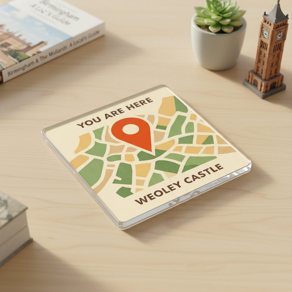 Weoley Castle - Coaster - Mid-Century Retro - Location Pin