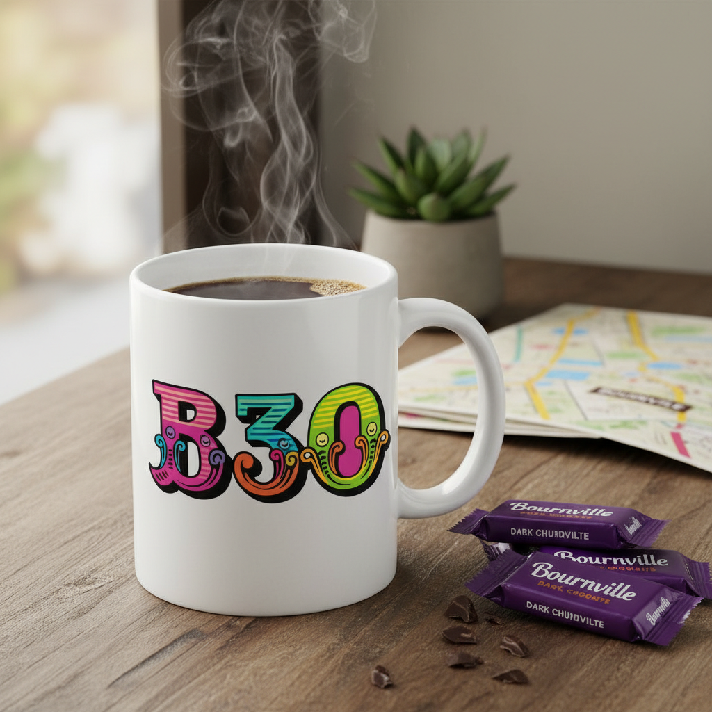 Bournville - Mug - Colour Burst Postcode Design