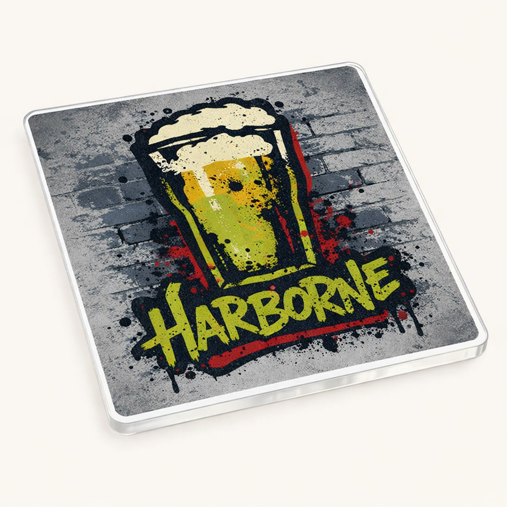 Harborne - Coaster - Urban Street Art - Beer Glass