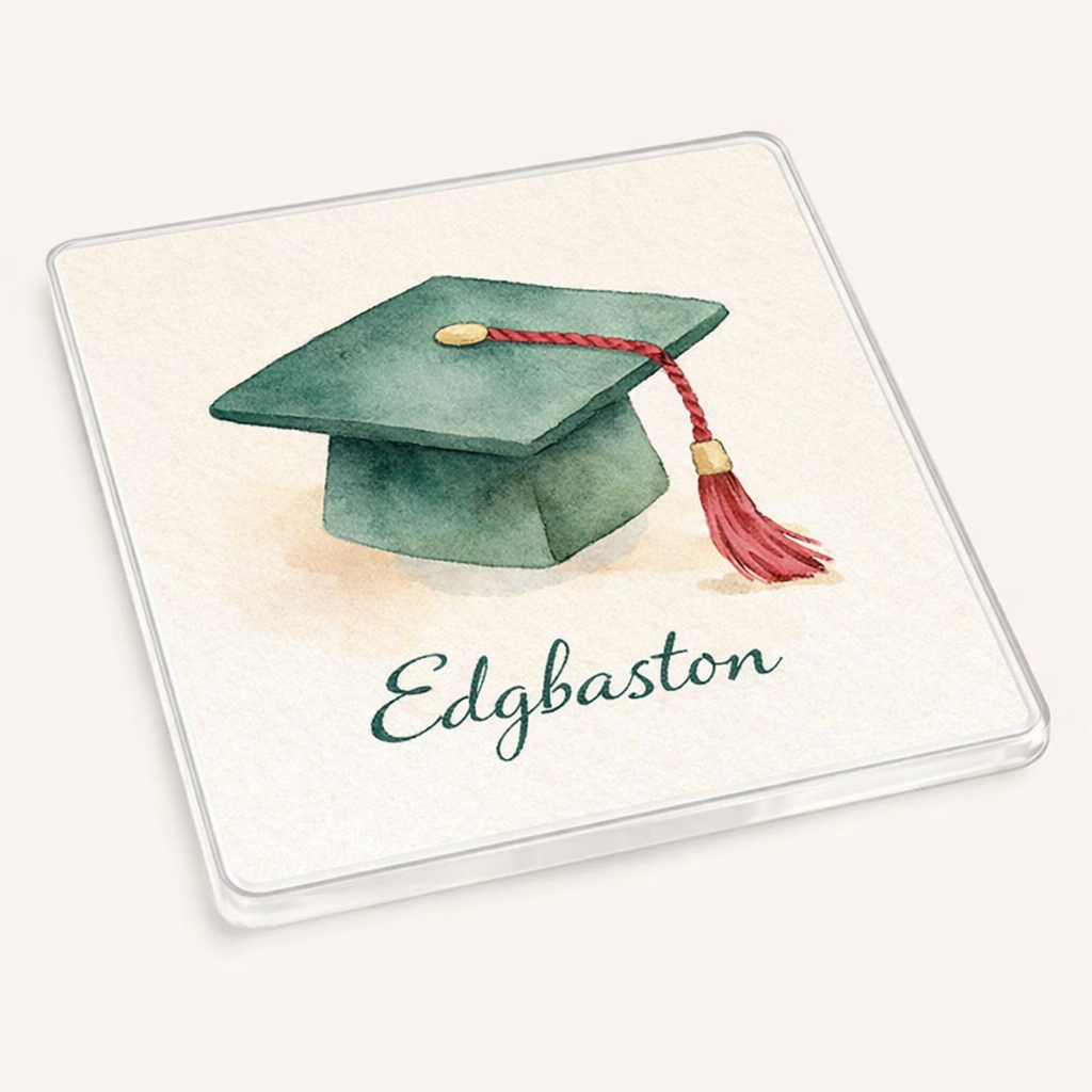 Edgbaston - Coaster - Soft Watercolours - Graduation Cap