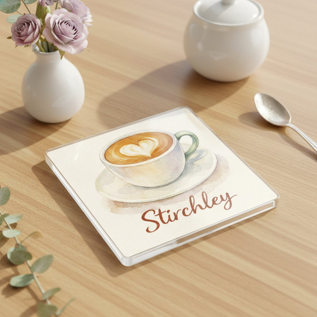 Stirchley - Coaster - Soft Watercolours - Coffee Cup