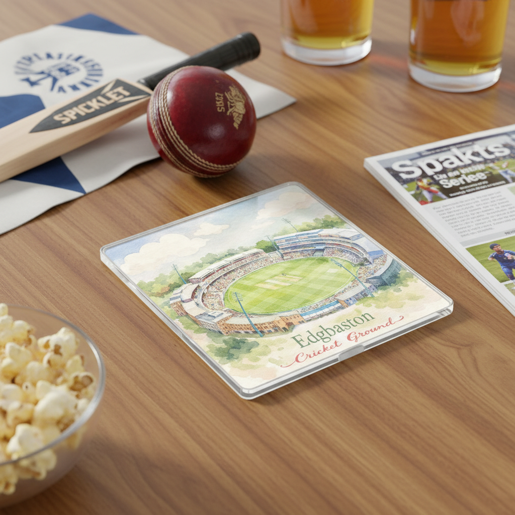Edgbaston - Coaster - Soft Watercolours - Edgbaston Cricket Ground