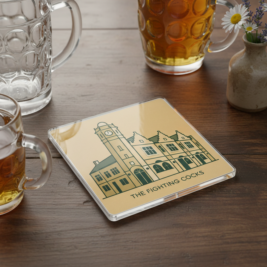 Moseley - Coaster - Geometric Lines - The Fighting Cocks Pub