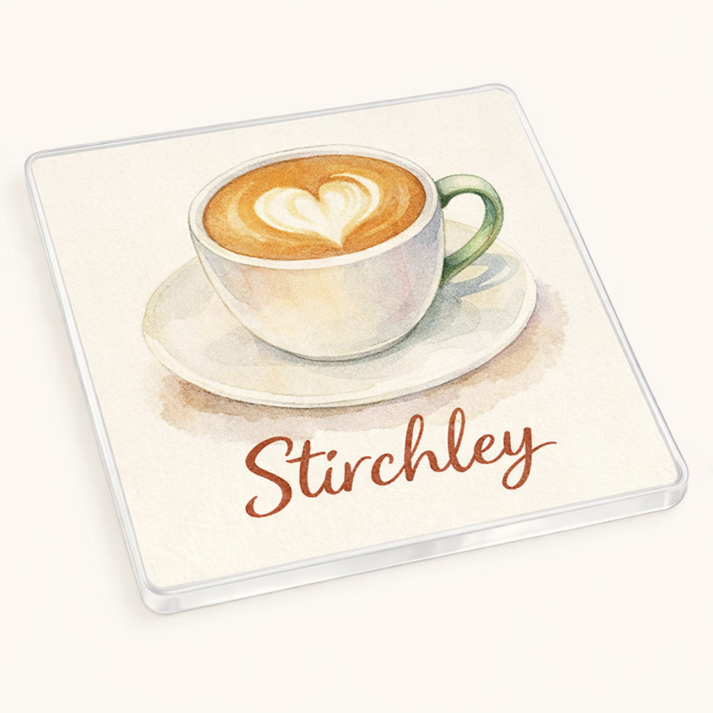 Stirchley - Coaster - Soft Watercolours - Coffee Cup