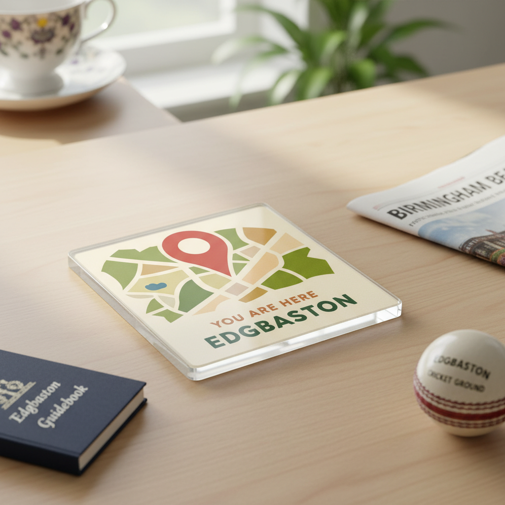 Edgbaston - Coaster - Mid-Century Retro - Location Pin
