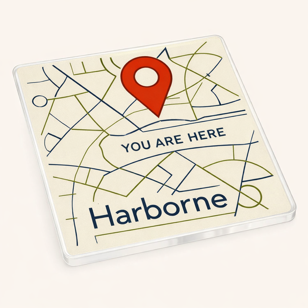 Harborne - Coaster - Geometric Lines - Location Pin