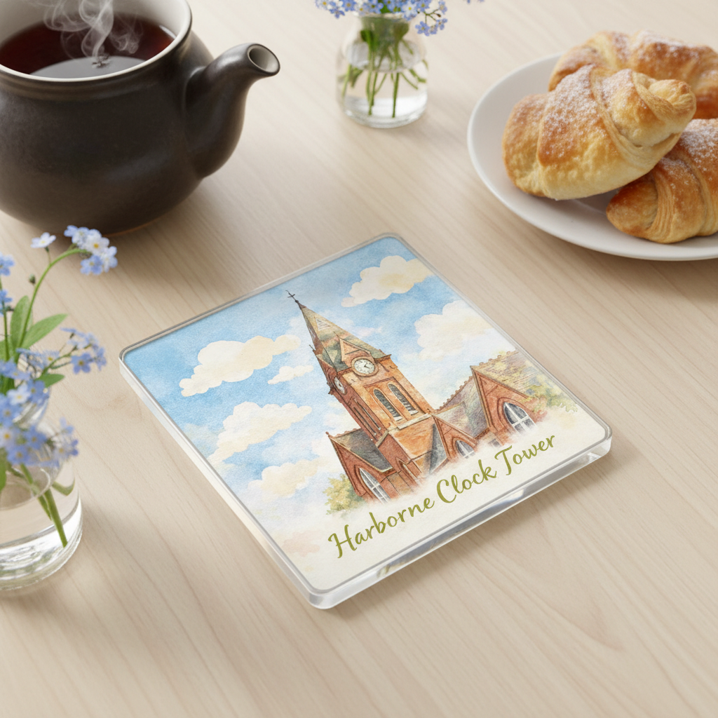 Harborne - Coaster - Soft Watercolours - Harborne Clock Tower