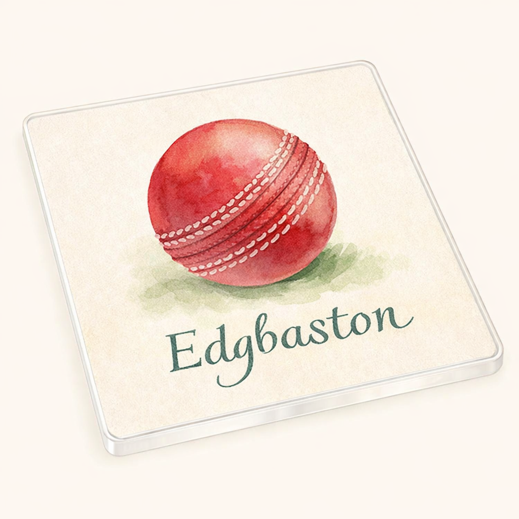 Edgbaston - Coaster - Soft Watercolours - Cricket Ball