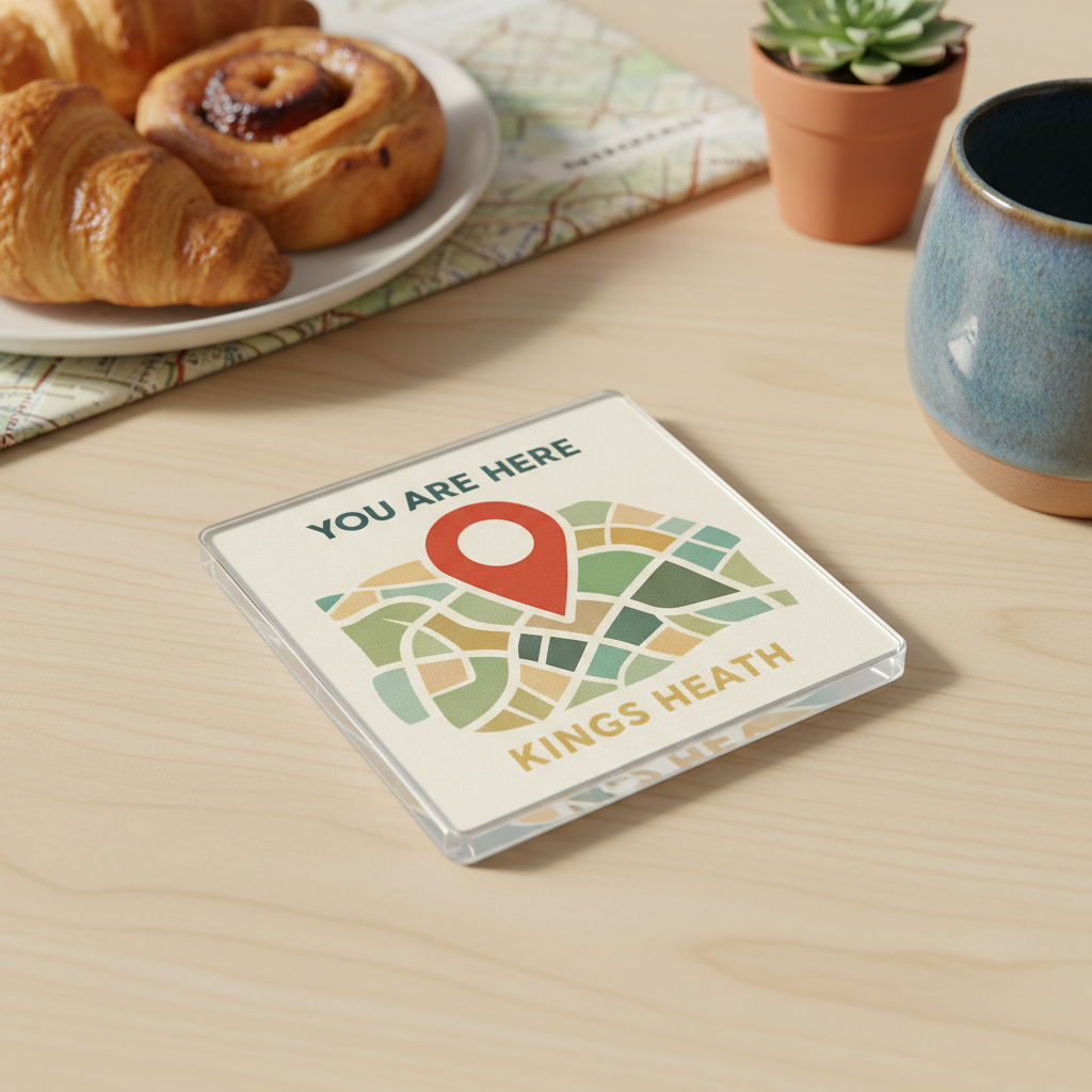 Kings Heath - Coaster - Mid-Century Retro - Location Pin